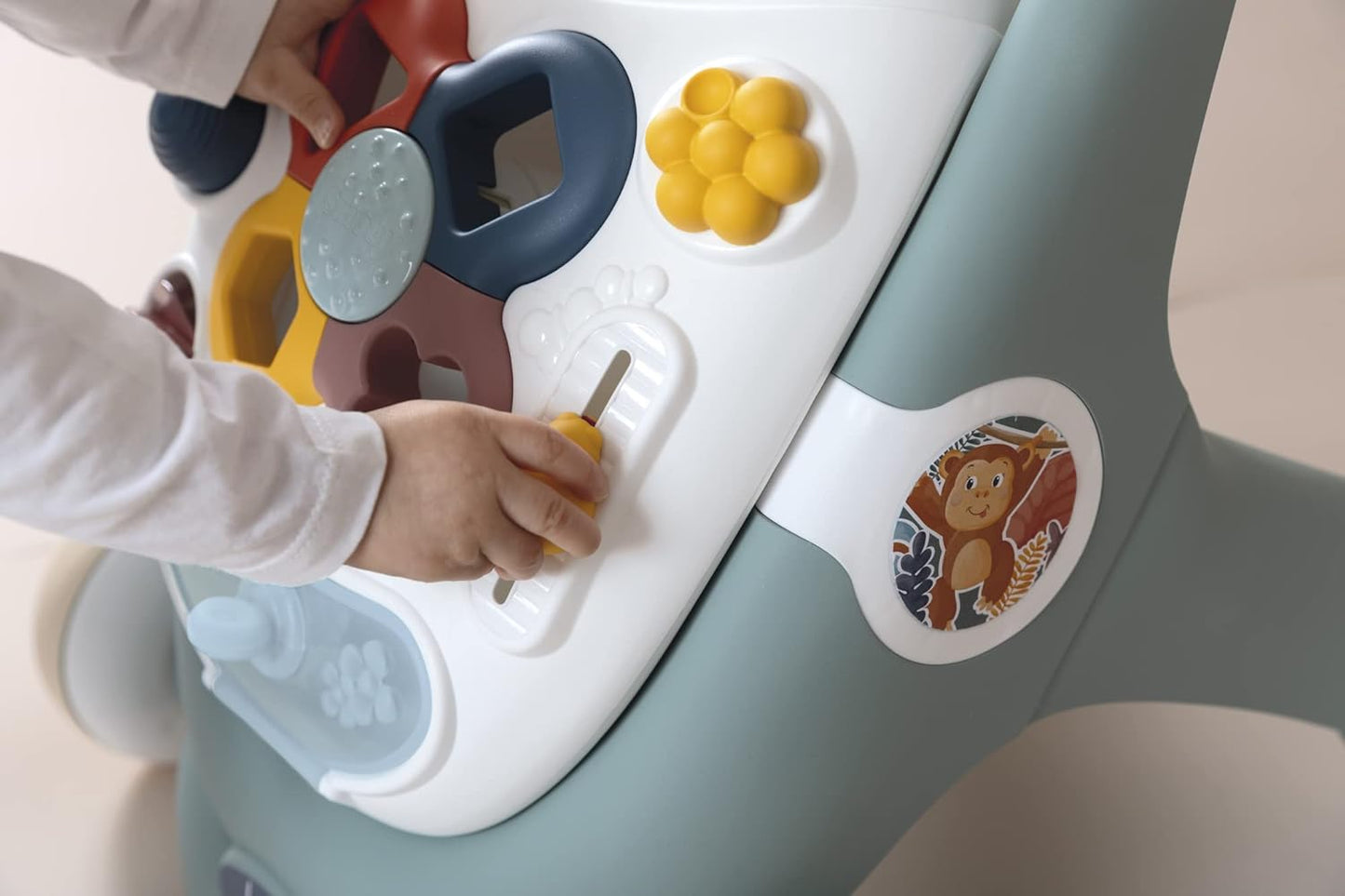 Little Smoby Baby Walker by Smoby Detachable Activity Play Board Baby’s First Doll Pushchair Toy Grows with the Child from Activity Board to Walker with Fun Colours, Actions and Sound, 7600140304