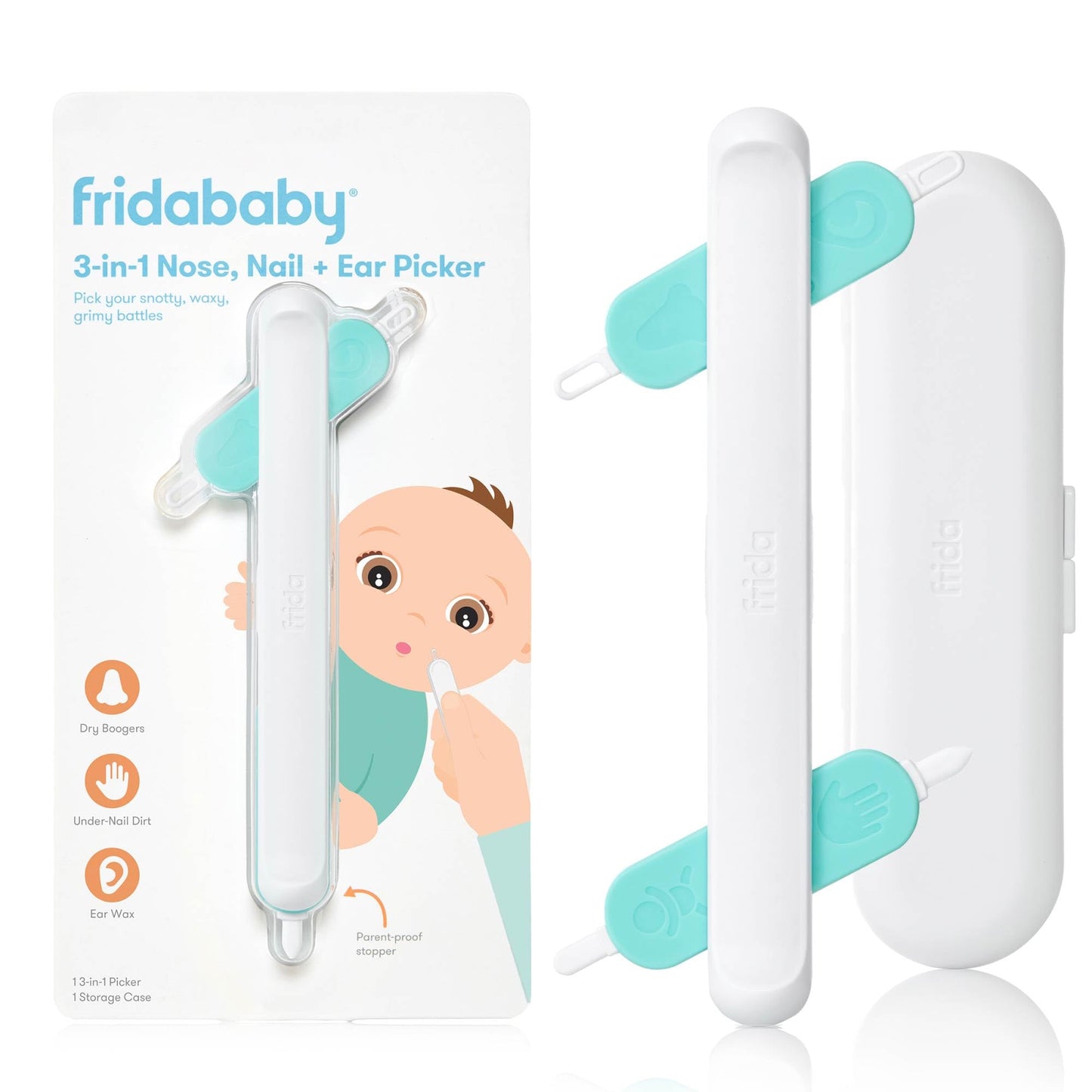 Frida Baby Electric Nail Trimmer, Safe & Easy Electric Nail File, Baby Nail Clipper Kit Suitable for Newborns, Toddler, and Children, 1 Electric Trimmer with LED Light + 4 Buffer Pads + Storage Case