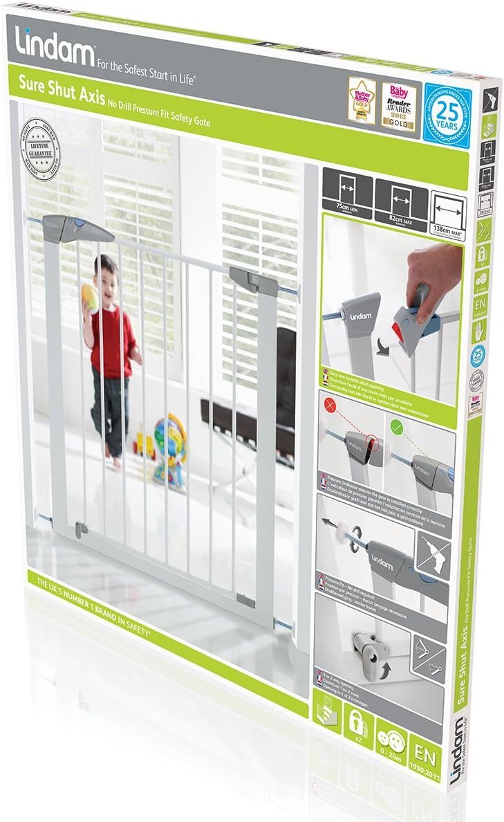 Lindam Sure Shut Axis Pressure Fit Safety Gate 82 - 89 cm