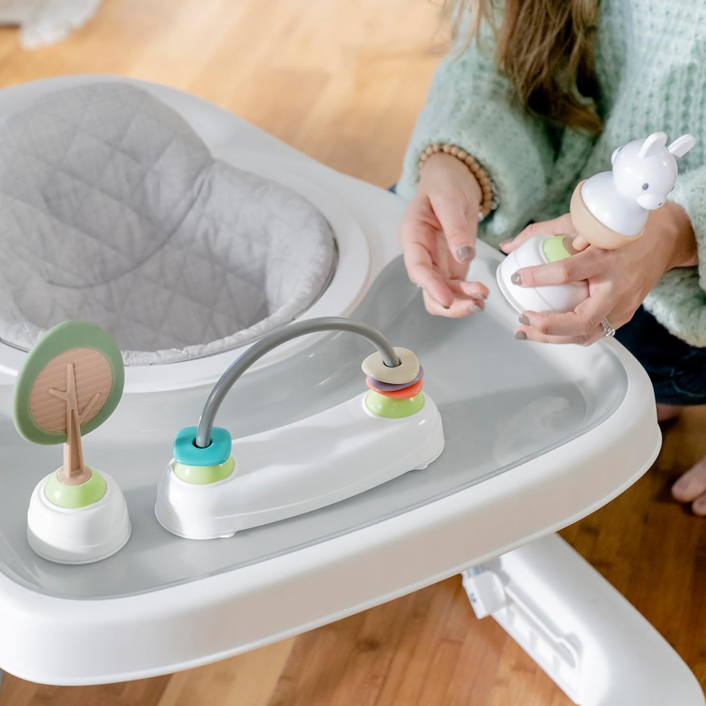Ingenuity Spring & Sprout First Forest 3-in-1 Baby Activity Walker, Push-Behind Walker with 3 Removable Nature Inspired Toys, Adjustable Height, Foldable, Gender Neutral, 6 Months +, Multicolored