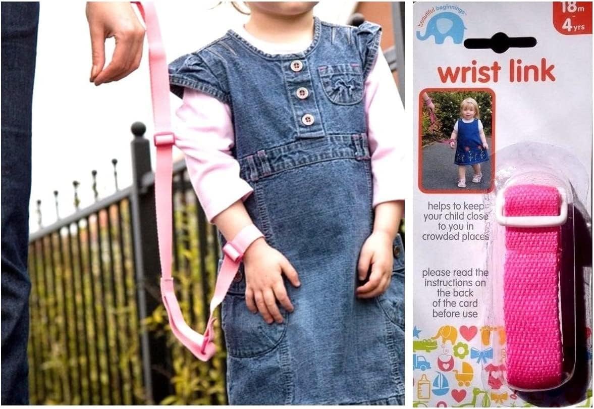 Beautiful Beginnings Adjustable Baby Wrist Link Rein Restrain Safety Toddler Walking in Assorted Color (18m-4yrs)
