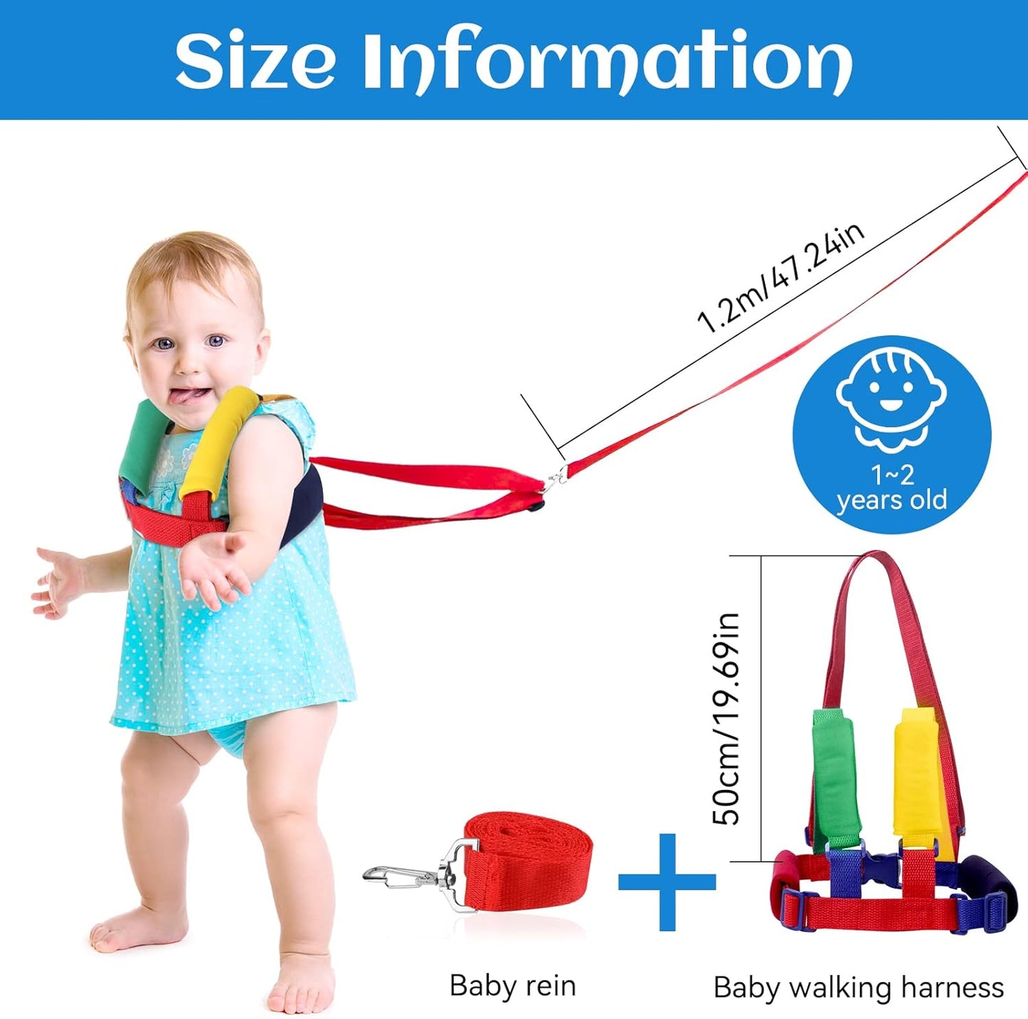 Baby Reins, Anti-Lost Toddler Reins, Baby Walking Harness, Safety Kids Reins for Toddlers 1-3 Years Old Toddler