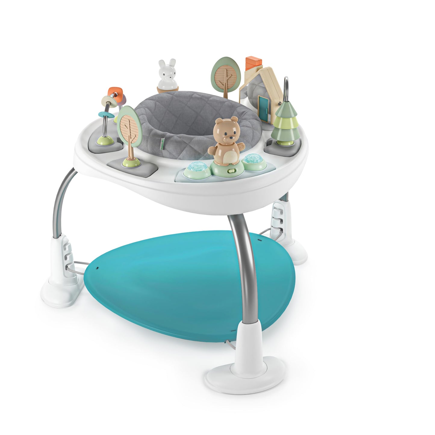 Ingenuity Spring & Sprout First Forest 3-in-1 Baby Activity Walker, Push-Behind Walker with 3 Removable Nature Inspired Toys, Adjustable Height, Foldable, Gender Neutral, 6 Months +, Multicolored