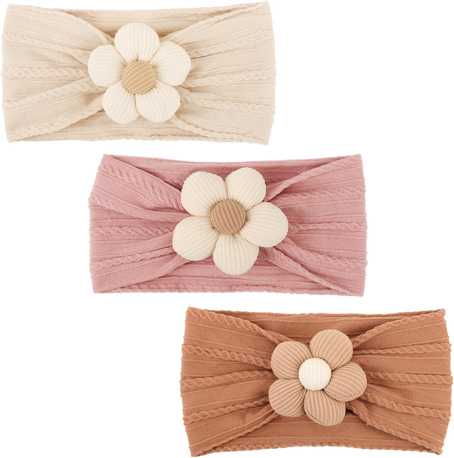 AQOKKA Baby Flower Headbands Nylon Baby Girl Headbands Newborn Hairbands Toddler Hair Accessories for Girls Infant Kids