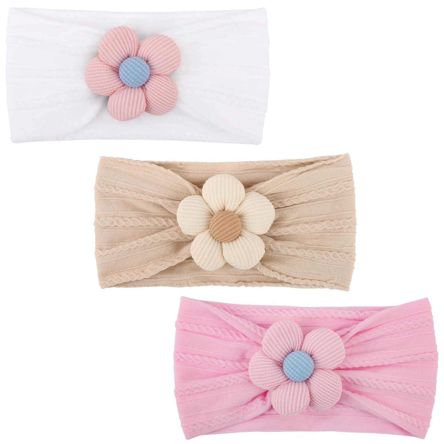 AQOKKA Baby Flower Headbands Nylon Baby Girl Headbands Newborn Hairbands Toddler Hair Accessories for Girls Infant Kids