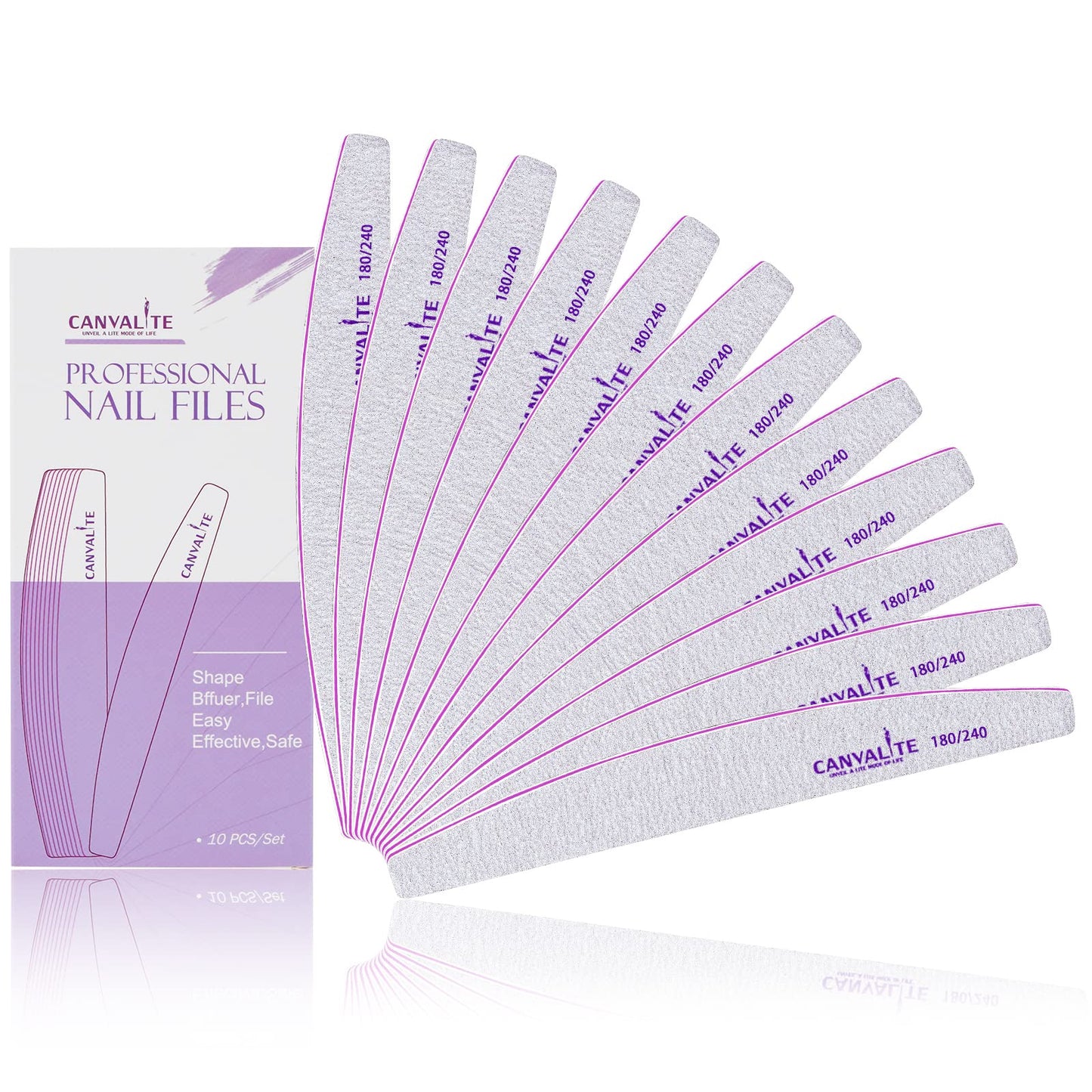 10 PCS Professional Nail Files Double Sided Emery Board(100/180 Grit) Nail Styling Tools Pet Grooming Tools for Home and Salon Use