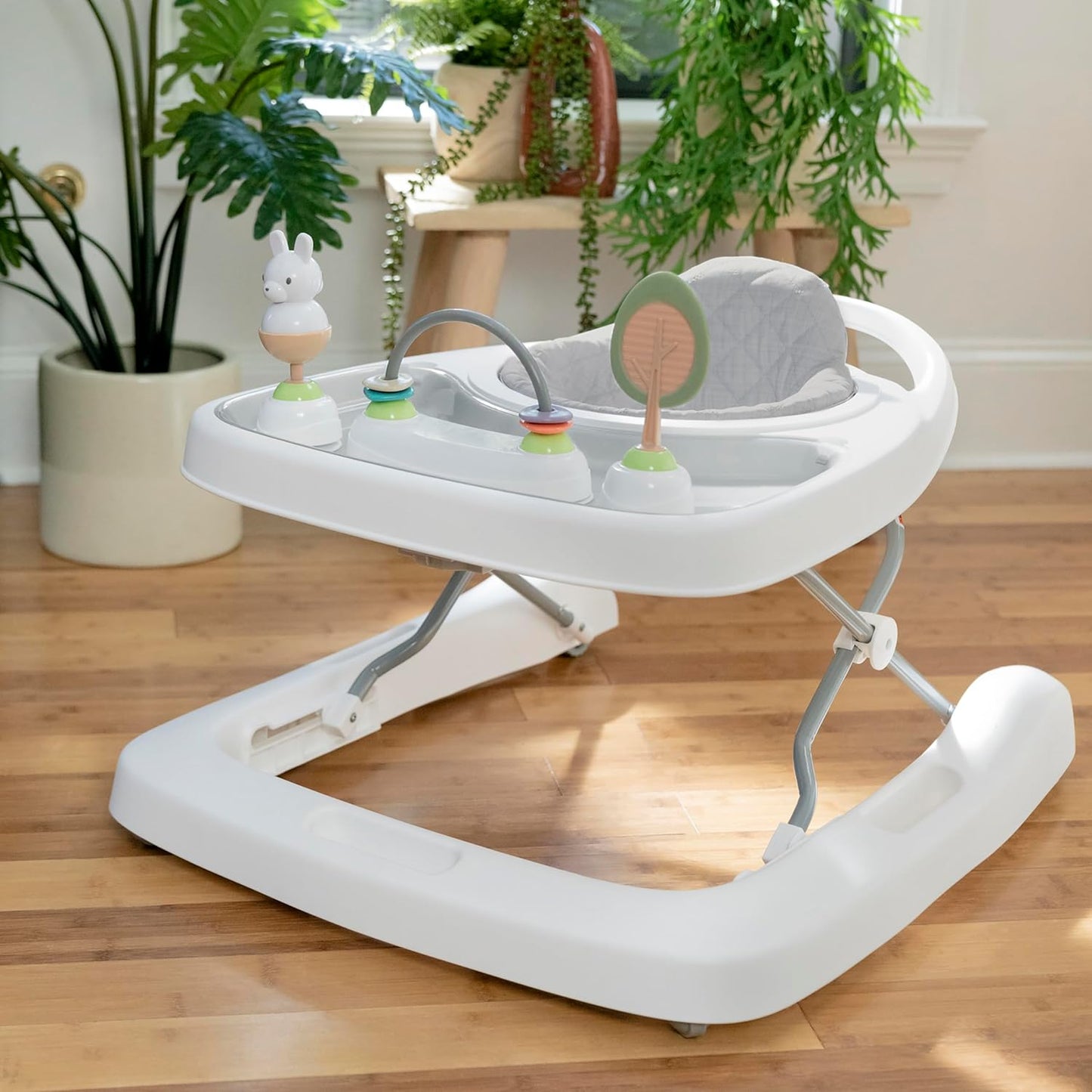 Ingenuity Spring & Sprout First Forest 3-in-1 Baby Activity Walker, Push-Behind Walker with 3 Removable Nature Inspired Toys, Adjustable Height, Foldable, Gender Neutral, 6 Months +, Multicolored