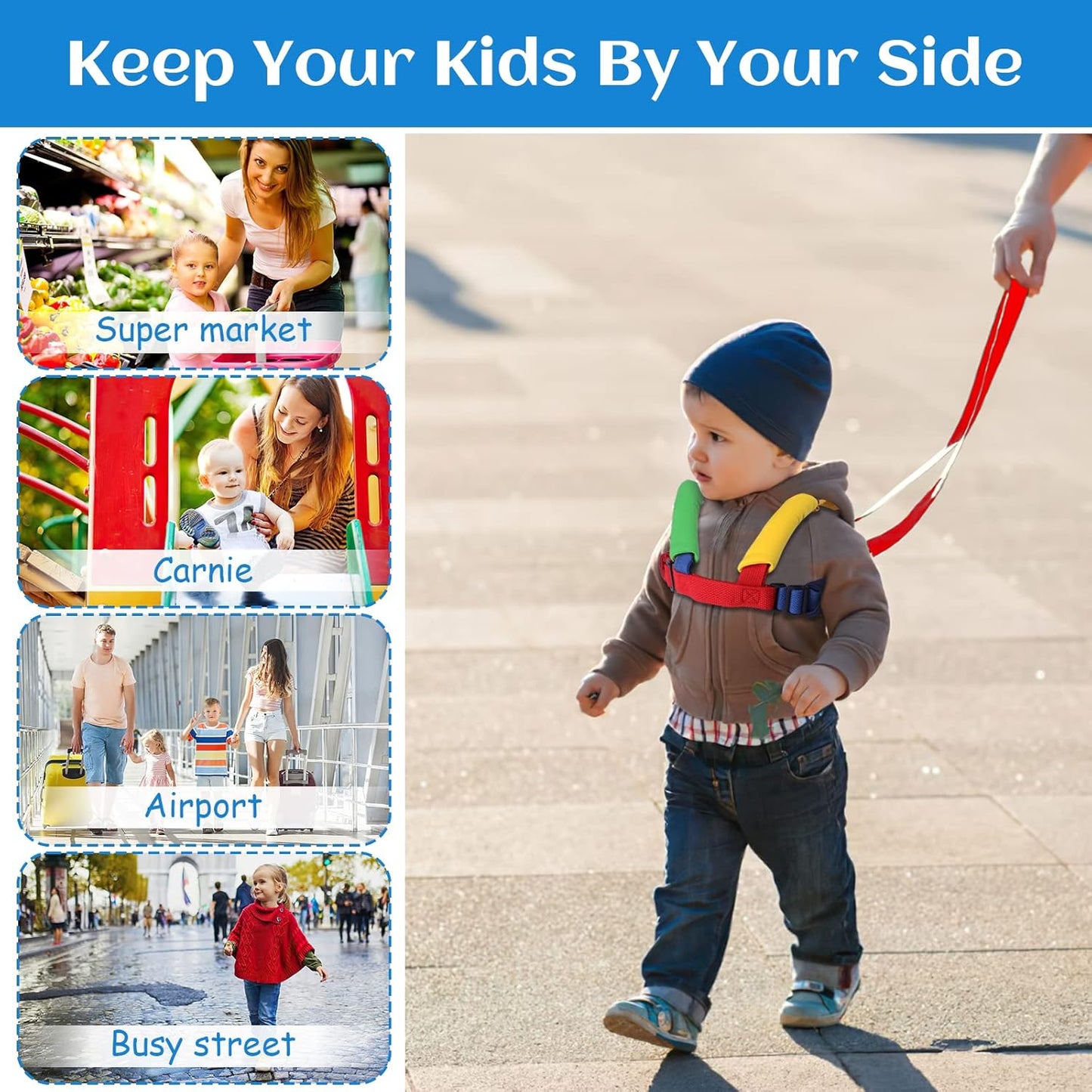 Baby Reins, Anti-Lost Toddler Reins, Baby Walking Harness, Safety Kids Reins for Toddlers 1-3 Years Old Toddler