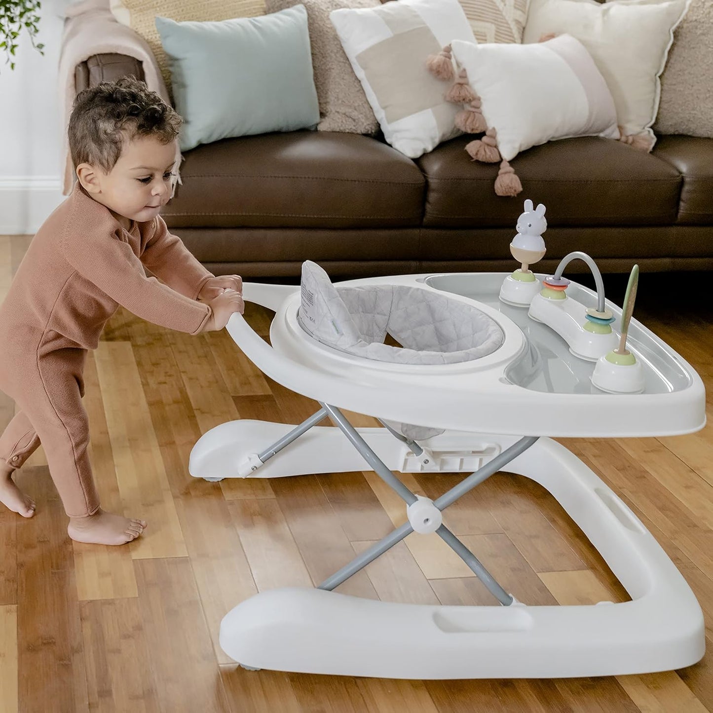 Ingenuity Spring & Sprout First Forest 3-in-1 Baby Activity Walker, Push-Behind Walker with 3 Removable Nature Inspired Toys, Adjustable Height, Foldable, Gender Neutral, 6 Months +, Multicolored
