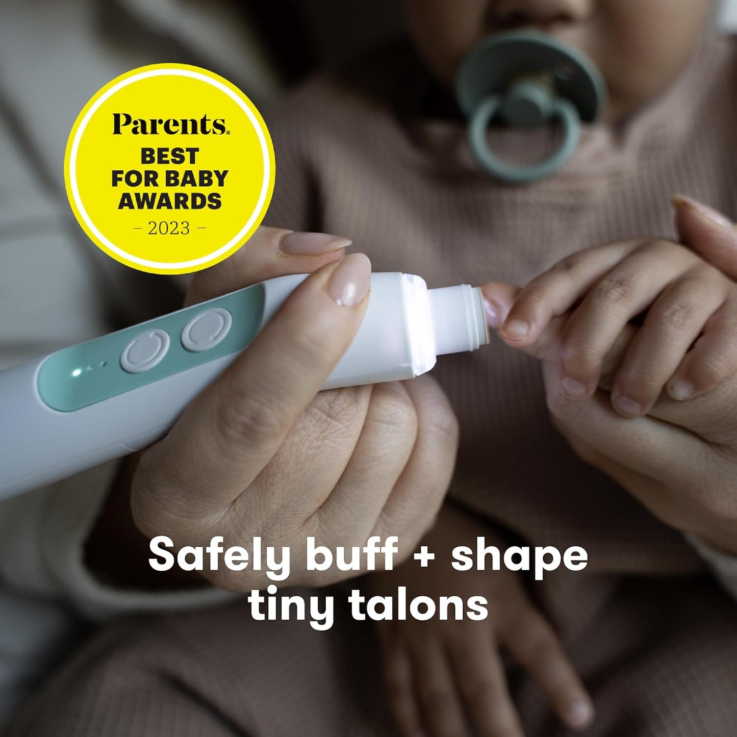 Frida Baby Electric Nail Trimmer, Safe & Easy Electric Nail File, Baby Nail Clipper Kit Suitable for Newborns, Toddler, and Children, 1 Electric Trimmer with LED Light + 4 Buffer Pads + Storage Case