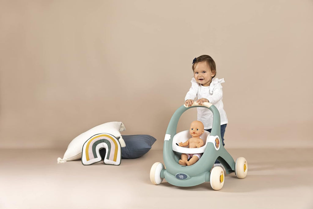 Little Smoby Baby Walker by Smoby Detachable Activity Play Board Baby’s First Doll Pushchair Toy Grows with the Child from Activity Board to Walker with Fun Colours, Actions and Sound, 7600140304