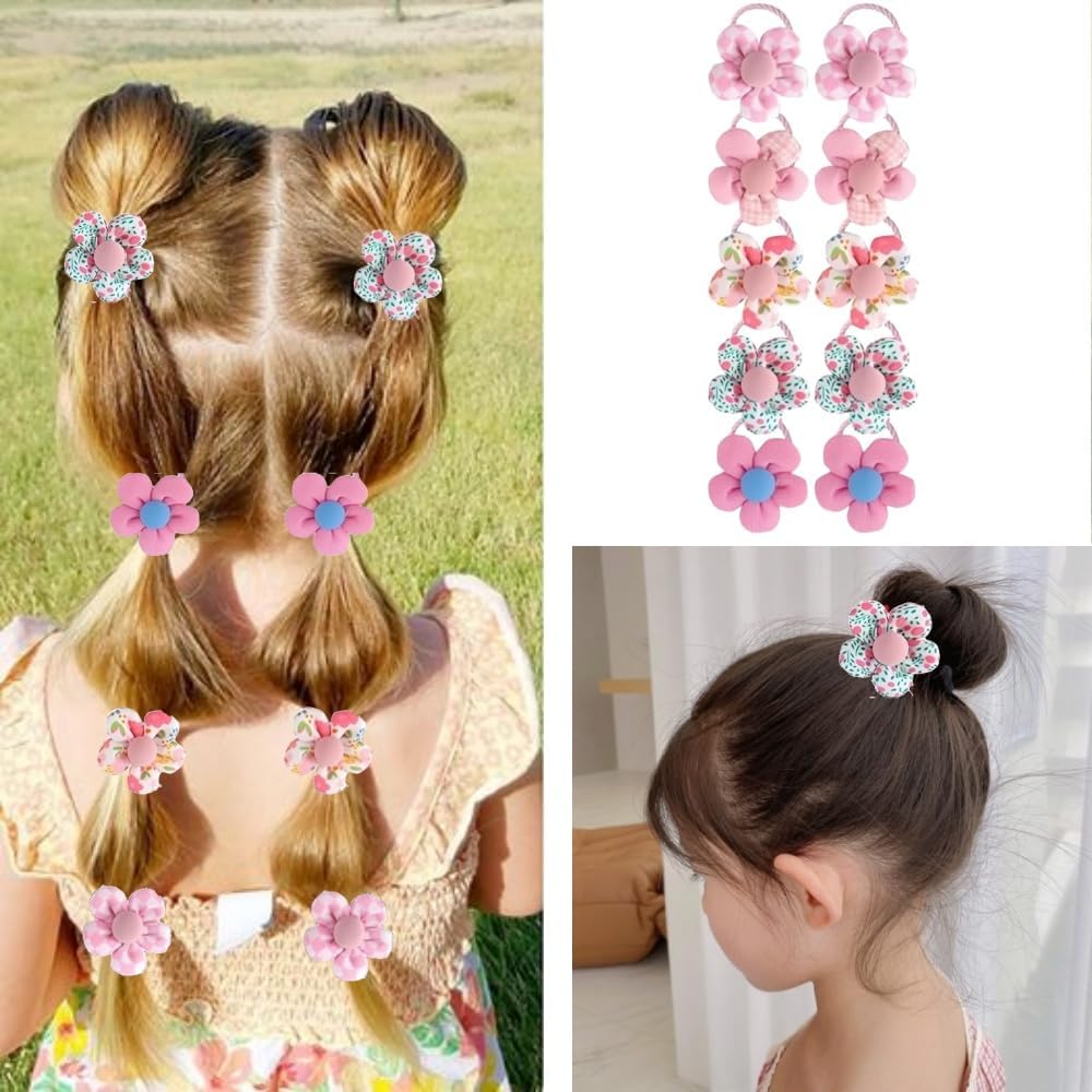 Naisfei 40 Pcs Baby Girl Hair Ties, Cute Flower Hair Ties, No Damage Scrunchies, Toddler Hair Accessories