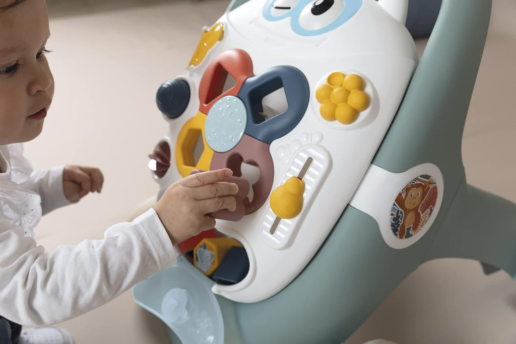 Little Smoby Baby Walker by Smoby Detachable Activity Play Board Baby’s First Doll Pushchair Toy Grows with the Child from Activity Board to Walker with Fun Colours, Actions and Sound, 7600140304