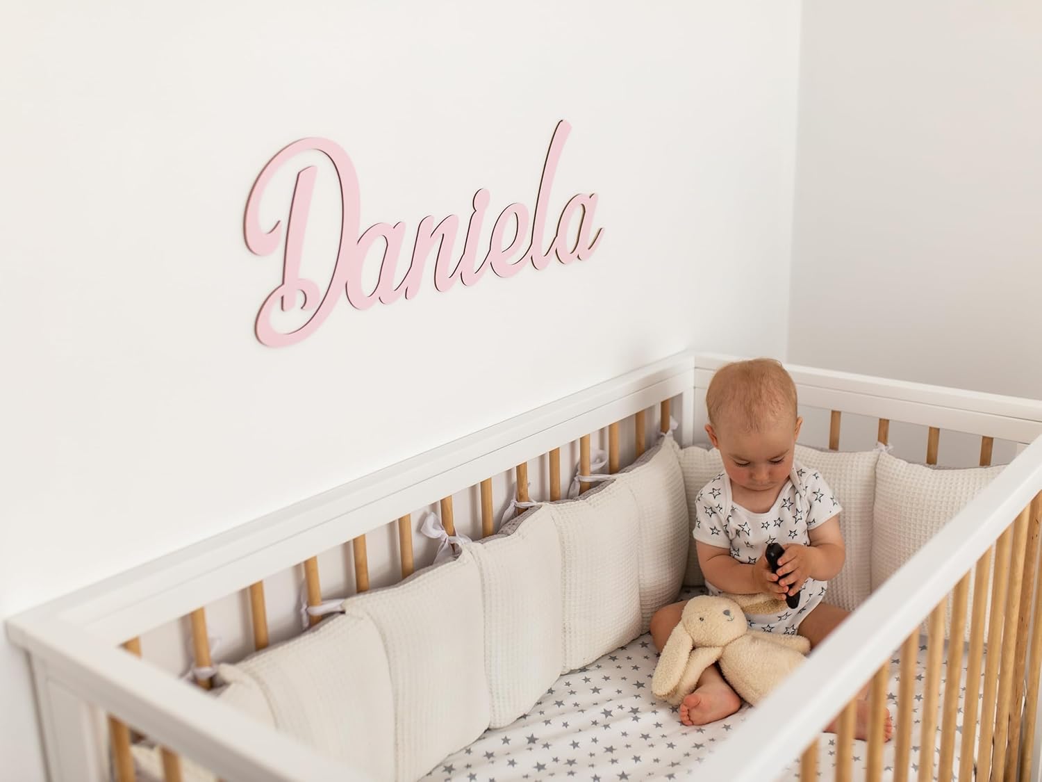 Personalised Wooden Name Sign for Nursery – Custom Wall Letters for Baby Room, Girls or Boys – Wooden Name Plaque, Baby Shower Gift, Bedroom Keepsake