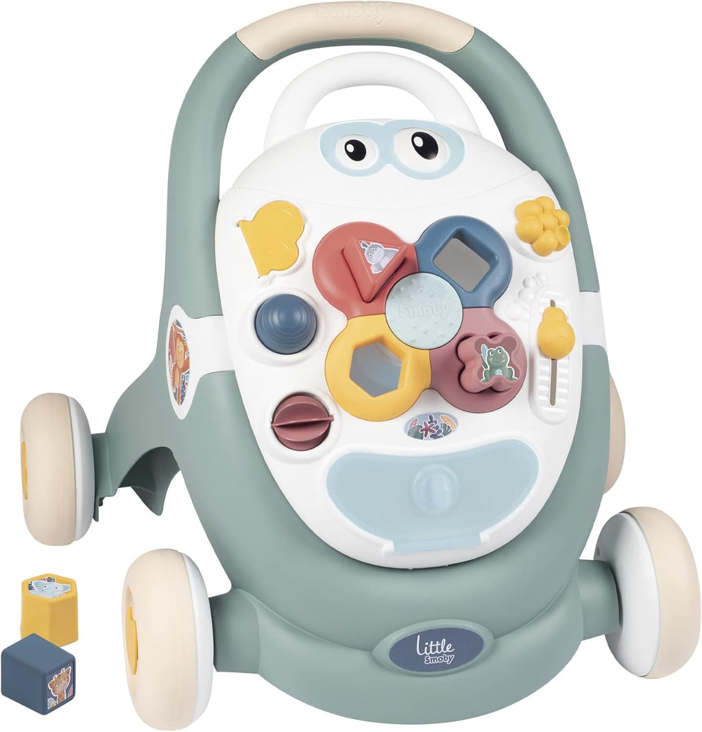Little Smoby Baby Walker by Smoby Detachable Activity Play Board Baby’s First Doll Pushchair Toy Grows with the Child from Activity Board to Walker with Fun Colours, Actions and Sound, 7600140304
