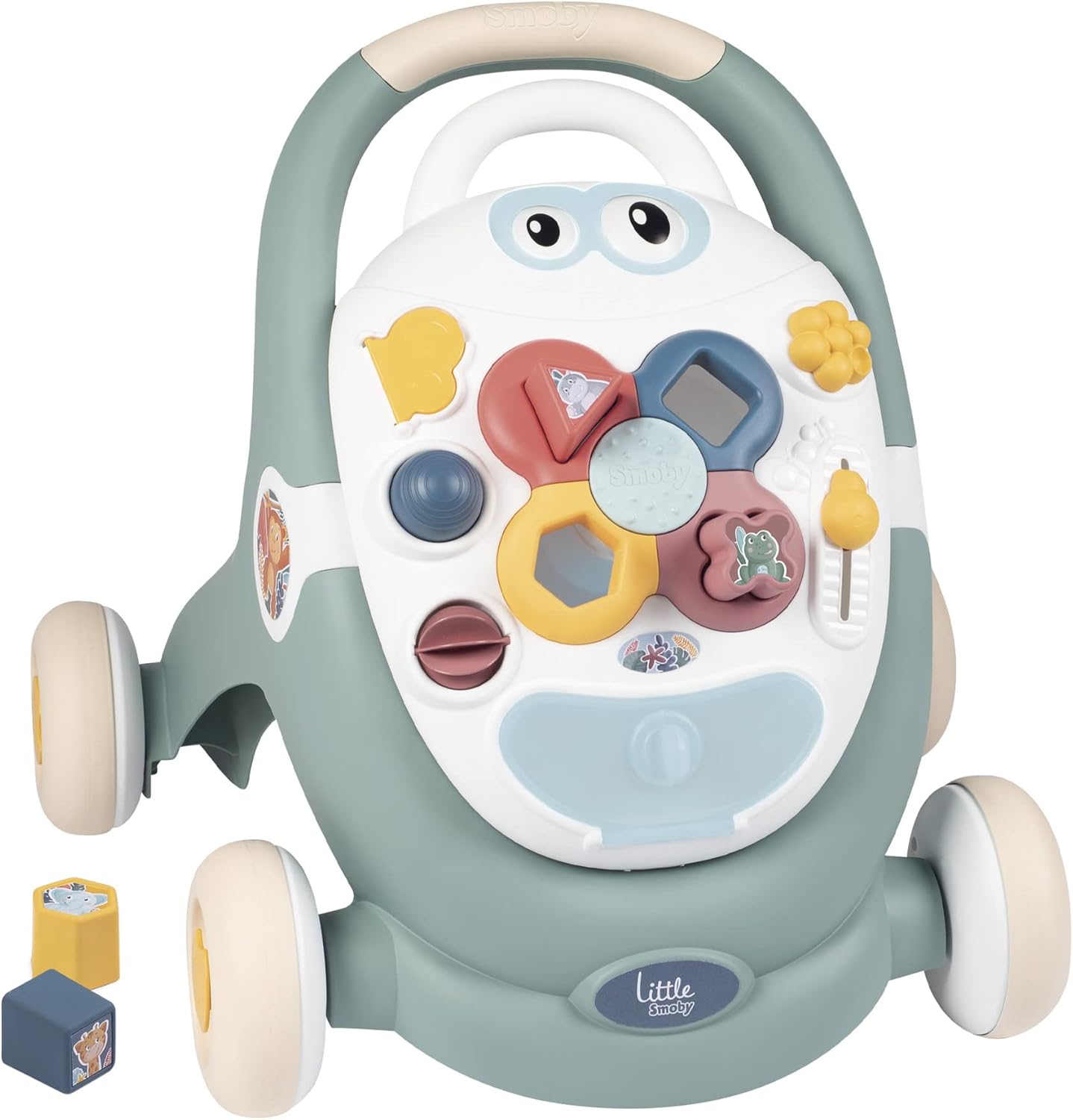 Little Smoby Baby Walker by Smoby Detachable Activity Play Board Baby’s First Doll Pushchair Toy Grows with the Child from Activity Board to Walker with Fun Colours, Actions and Sound, 7600140304