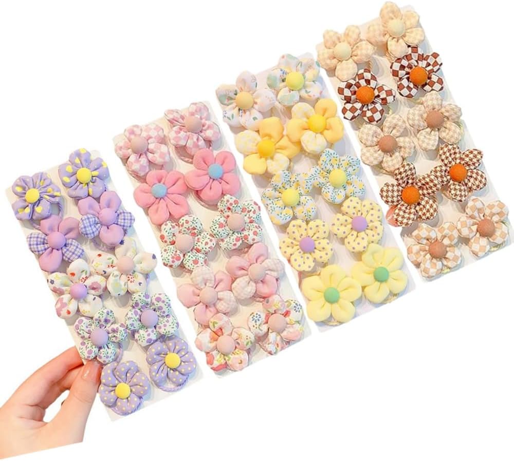 Naisfei 40 Pcs Baby Girl Hair Ties, Cute Flower Hair Ties, No Damage Scrunchies, Toddler Hair Accessories
