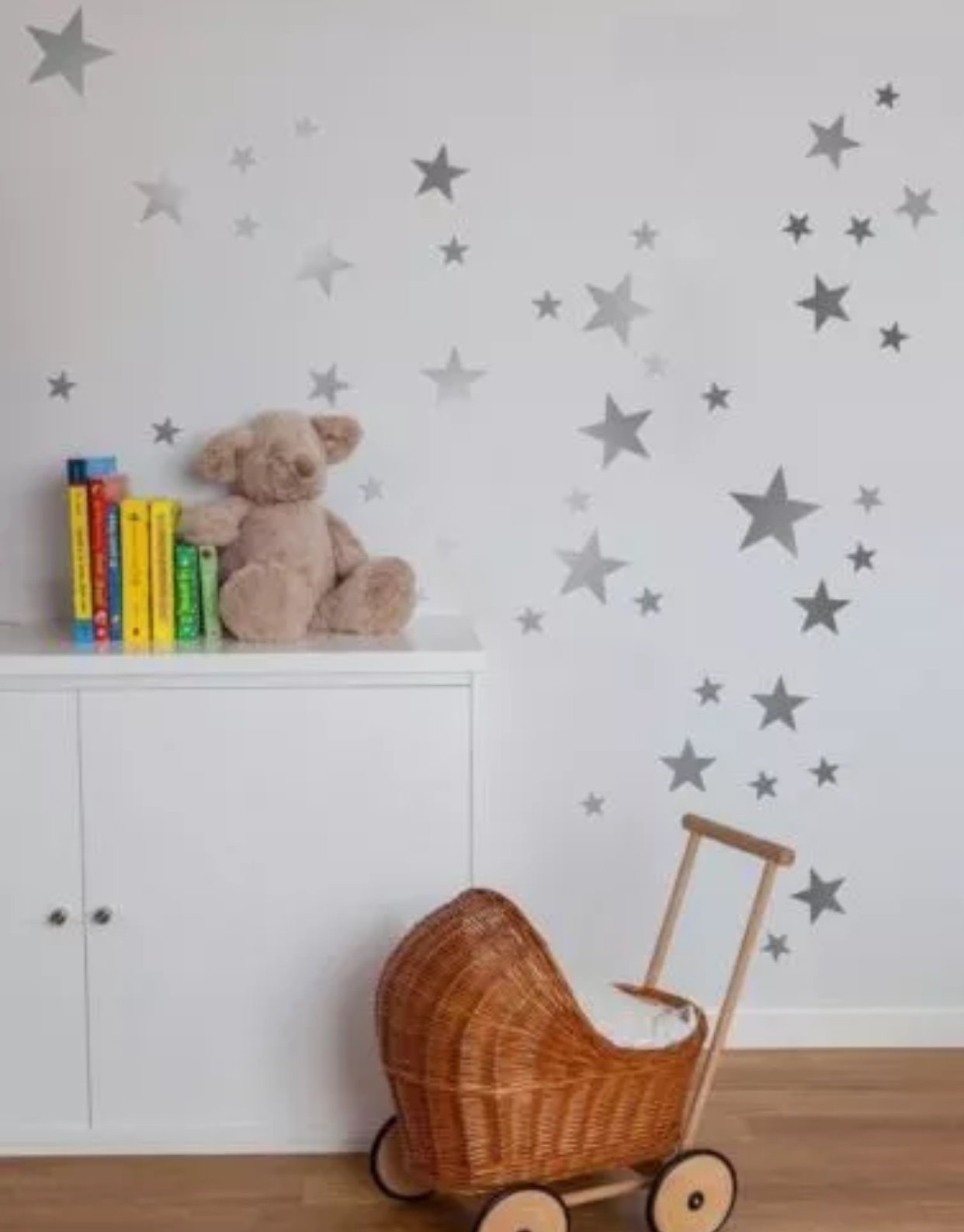 55 Mixed size Stars Wall Stickers Kid Decal Art Nursery Bedroom Vinyl Decoration (Grey)