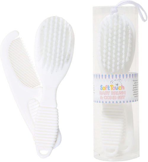 Soft Touch Baby Brush and Comb Set (white)