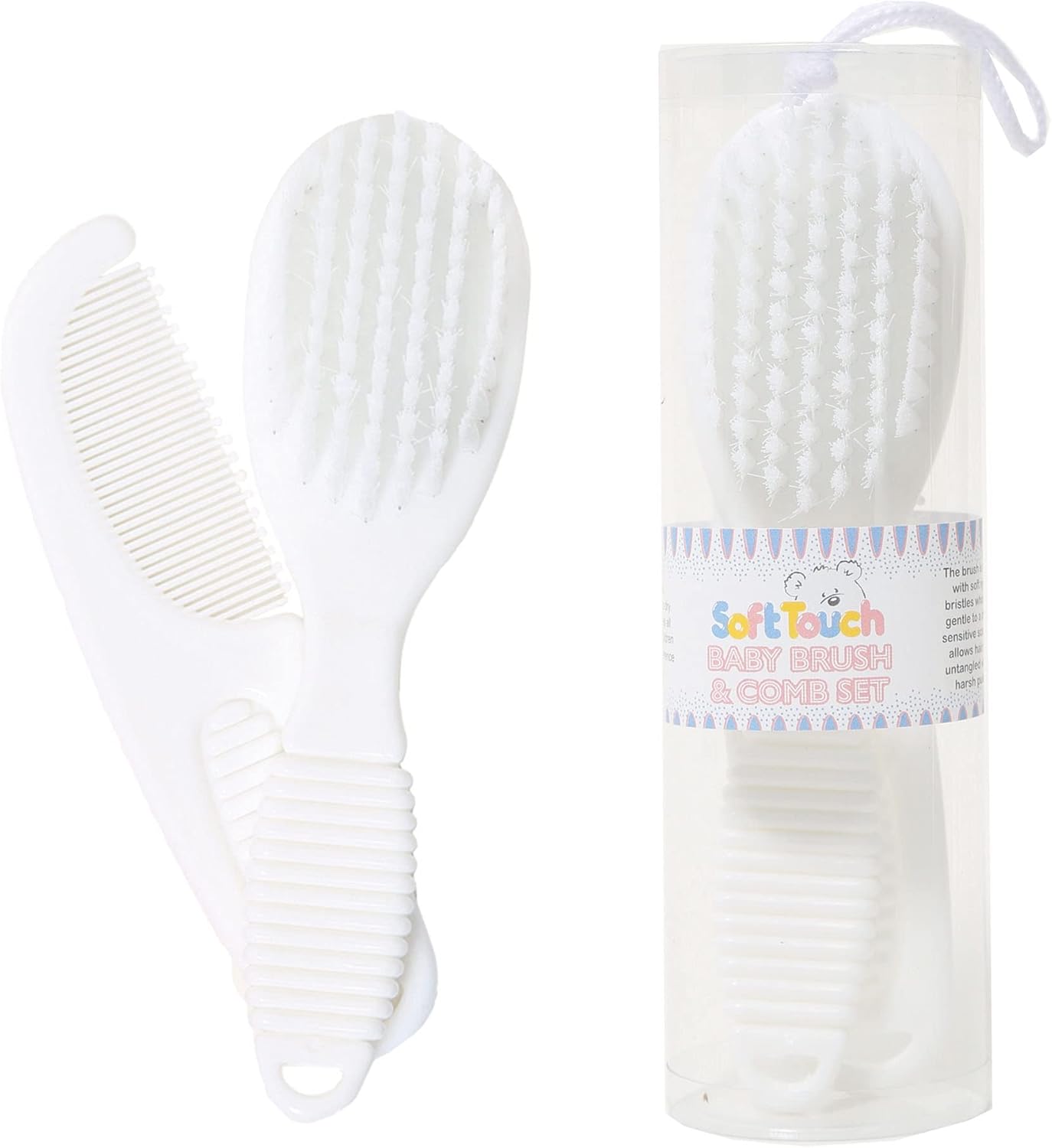 Soft Touch Baby Brush and Comb Set (white)