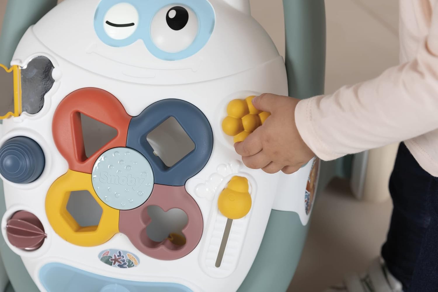 Little Smoby Baby Walker by Smoby Detachable Activity Play Board Baby’s First Doll Pushchair Toy Grows with the Child from Activity Board to Walker with Fun Colours, Actions and Sound, 7600140304