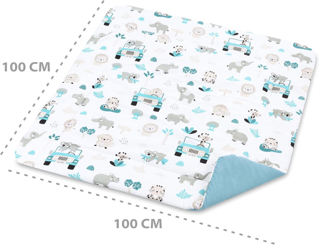 Play Mat for Baby Cotton Playmat Foldable Large - Soft Padded Floor Rug for Kids and Babies Washable Portable mat for Nursery Oeko-Tex certified