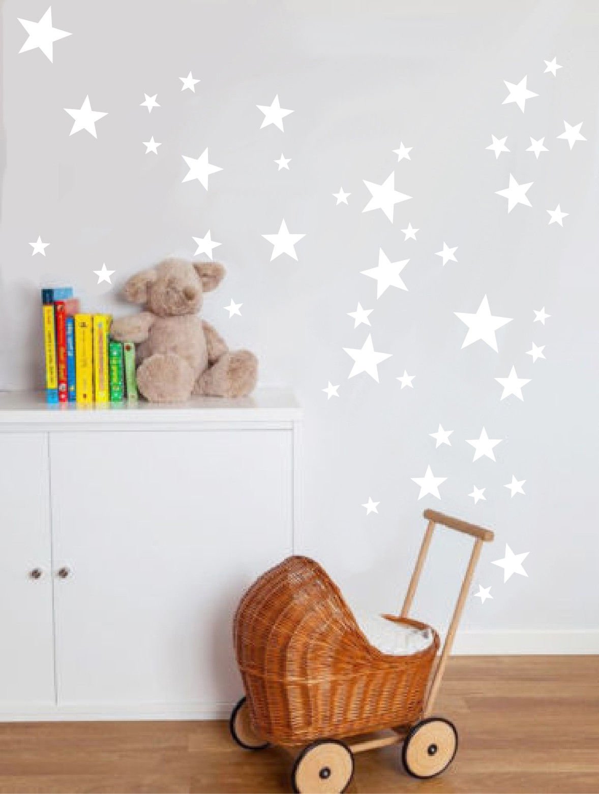 55 Mixed size Stars Wall Stickers Kid Decal Art Nursery Bedroom Vinyl Decoration (Grey)