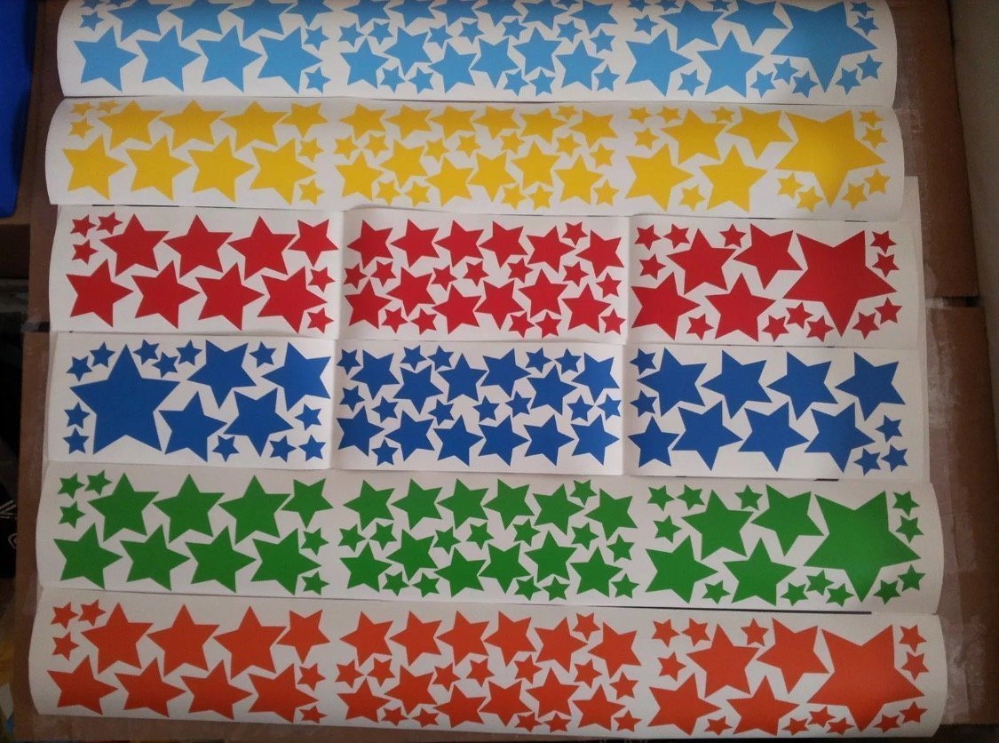 55 Mixed size Stars Wall Stickers Kid Decal Art Nursery Bedroom Vinyl Decoration (Grey)