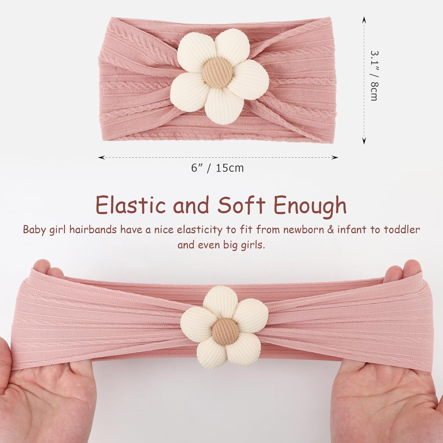 AQOKKA Baby Flower Headbands Nylon Baby Girl Headbands Newborn Hairbands Toddler Hair Accessories for Girls Infant Kids