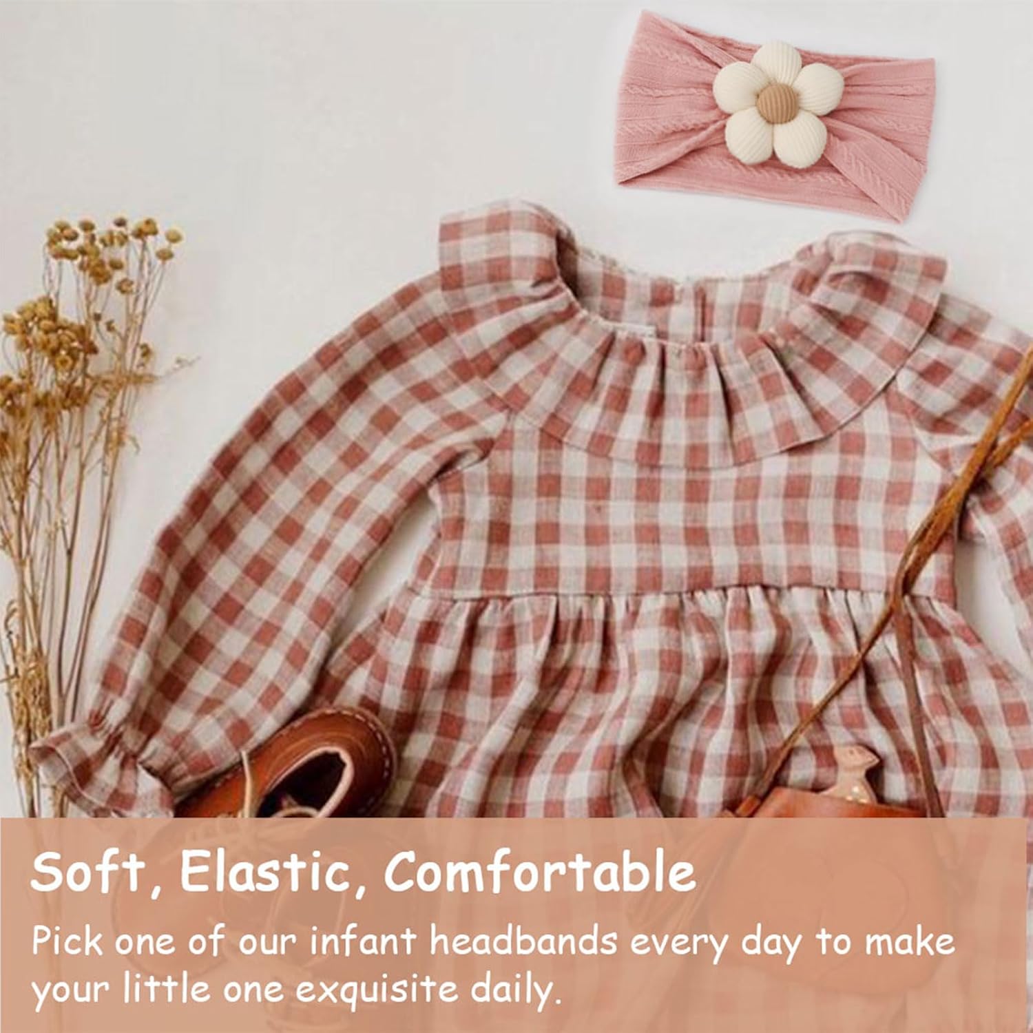 AQOKKA Baby Flower Headbands Nylon Baby Girl Headbands Newborn Hairbands Toddler Hair Accessories for Girls Infant Kids