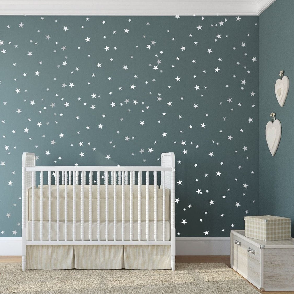 55 Mixed size Stars Wall Stickers Kid Decal Art Nursery Bedroom Vinyl Decoration (Grey)