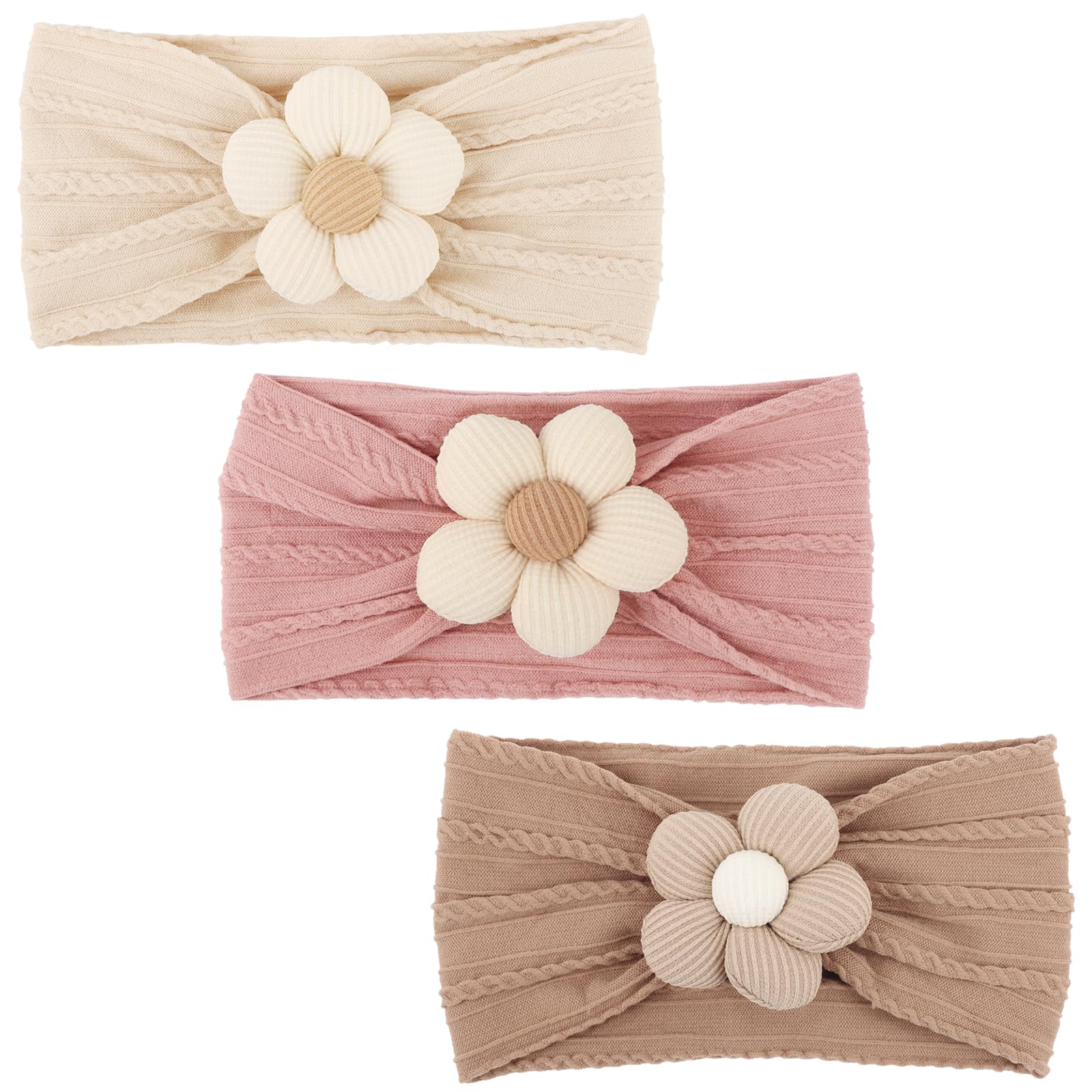 AQOKKA Baby Flower Headbands Nylon Baby Girl Headbands Newborn Hairbands Toddler Hair Accessories for Girls Infant Kids