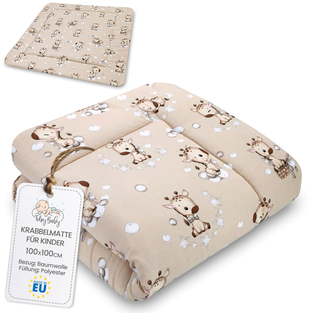 Play Mat for Baby Cotton Playmat Foldable Large - Soft Padded Floor Rug for Kids and Babies Washable Portable mat for Nursery Oeko-Tex certified