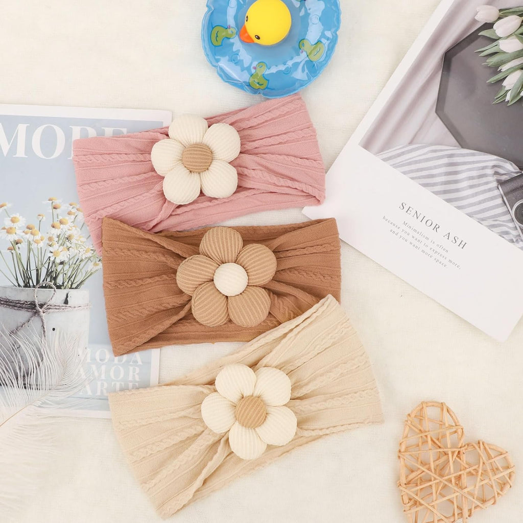 AQOKKA Baby Flower Headbands Nylon Baby Girl Headbands Newborn Hairbands Toddler Hair Accessories for Girls Infant Kids
