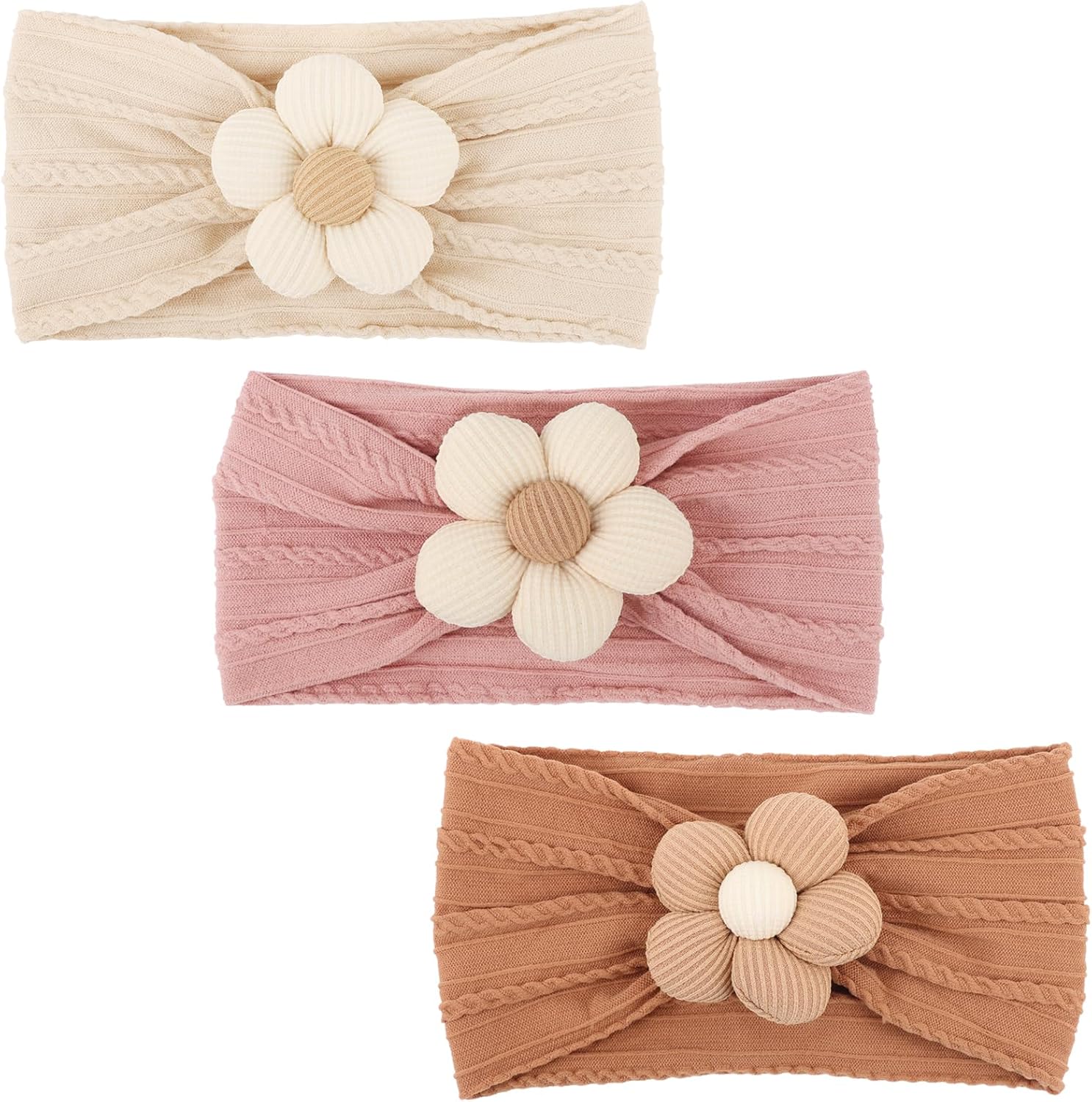 AQOKKA Baby Flower Headbands Nylon Baby Girl Headbands Newborn Hairbands Toddler Hair Accessories for Girls Infant Kids