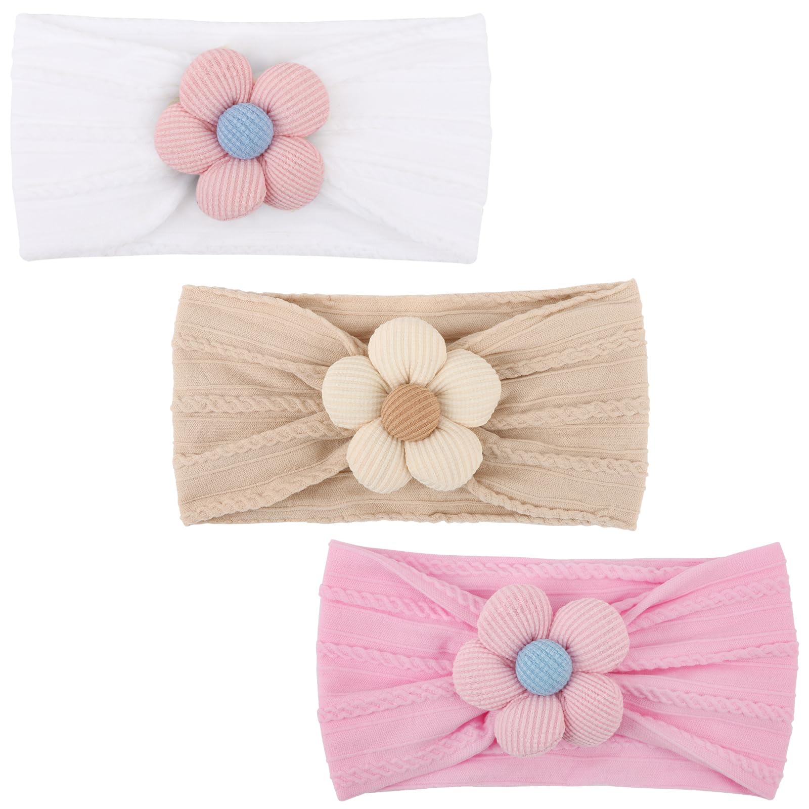 AQOKKA Baby Flower Headbands Nylon Baby Girl Headbands Newborn Hairbands Toddler Hair Accessories for Girls Infant Kids