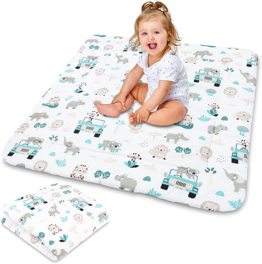 Play Mat for Baby Cotton Playmat Foldable Large - Soft Padded Floor Rug for Kids and Babies Washable Portable mat for Nursery Oeko-Tex certified