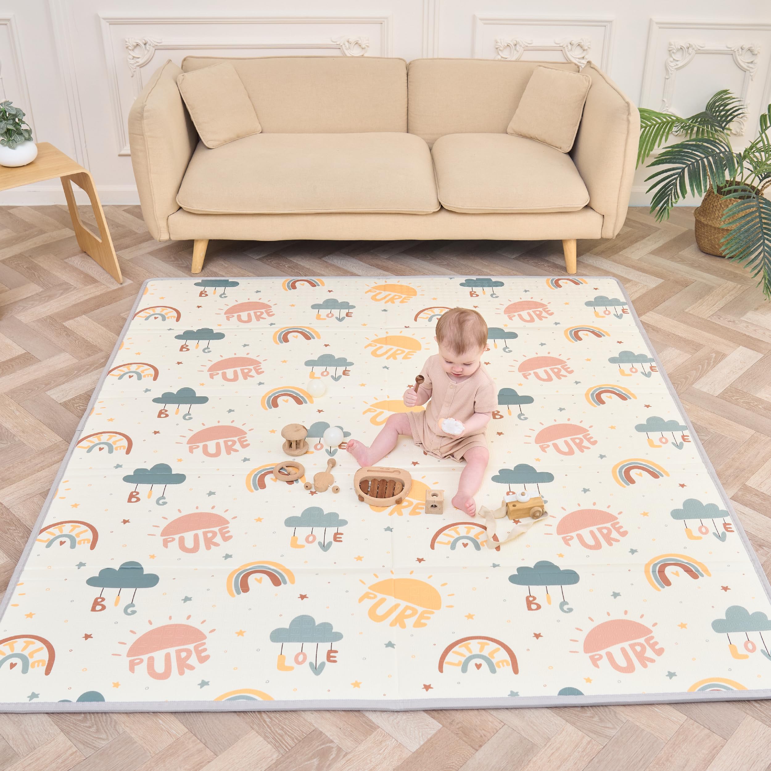Baby Play Mat 150x180x1cm - Tummy Time Mat - XXL Large Size Baby Play Gym - Foldable Play Mat - Waterproof Foam Baby Play Mat Floor Mat For Kids Toddlers Children - Baby Mats For Floor Play