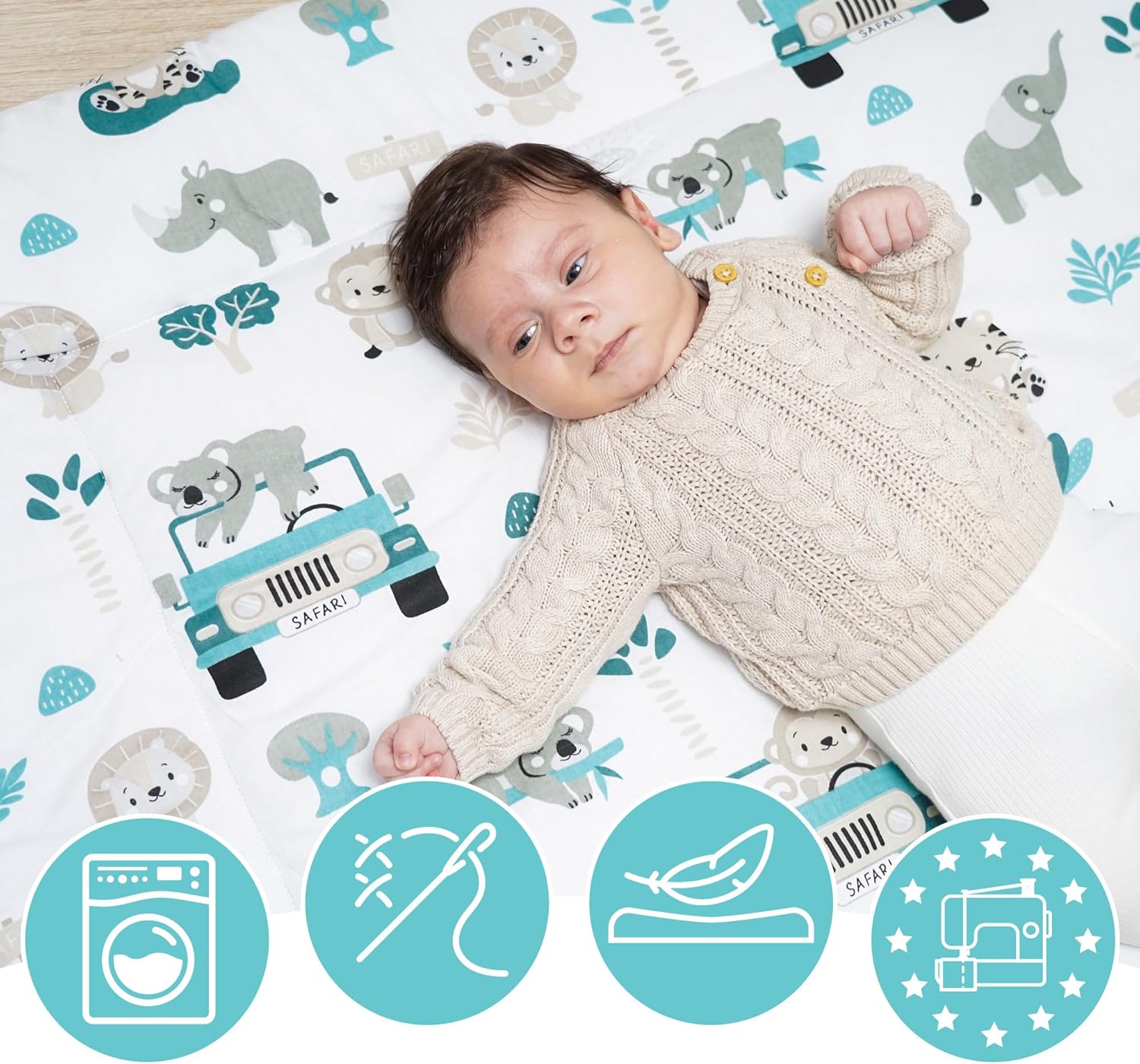 Play Mat for Baby Cotton Playmat Foldable Large - Soft Padded Floor Rug for Kids and Babies Washable Portable mat for Nursery Oeko-Tex certified