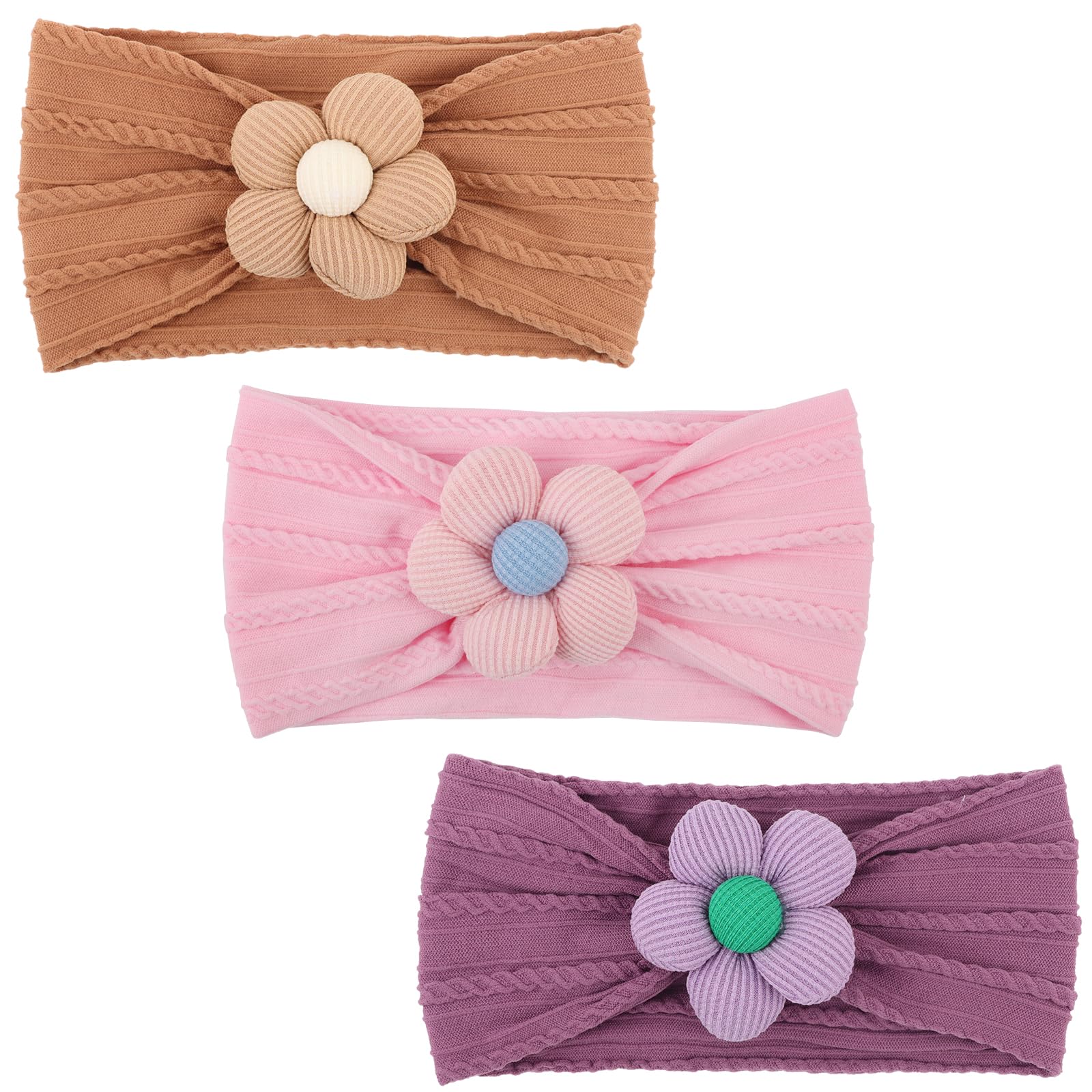 AQOKKA Baby Flower Headbands Nylon Baby Girl Headbands Newborn Hairbands Toddler Hair Accessories for Girls Infant Kids
