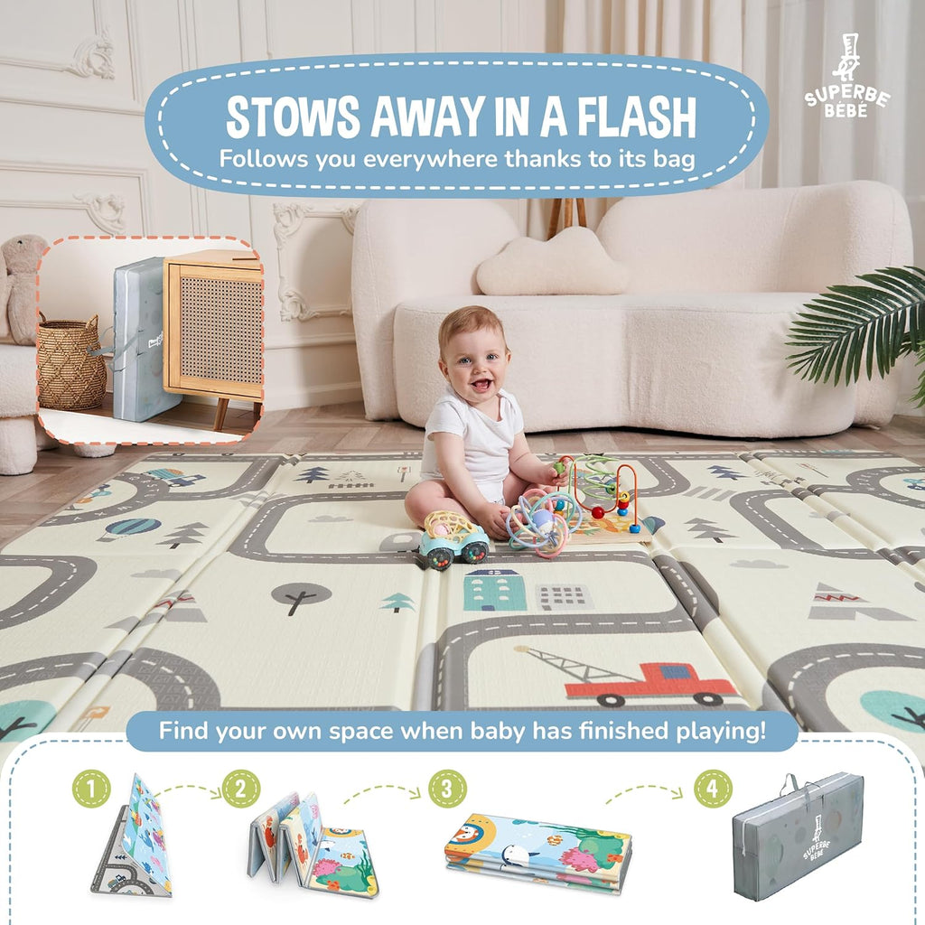 Baby Play Mat 150x180x1cm - Tummy Time Mat - XXL Large Size Baby Play Gym - Foldable Play Mat - Waterproof Foam Baby Play Mat Floor Mat For Kids Toddlers Children - Baby Mats For Floor Play