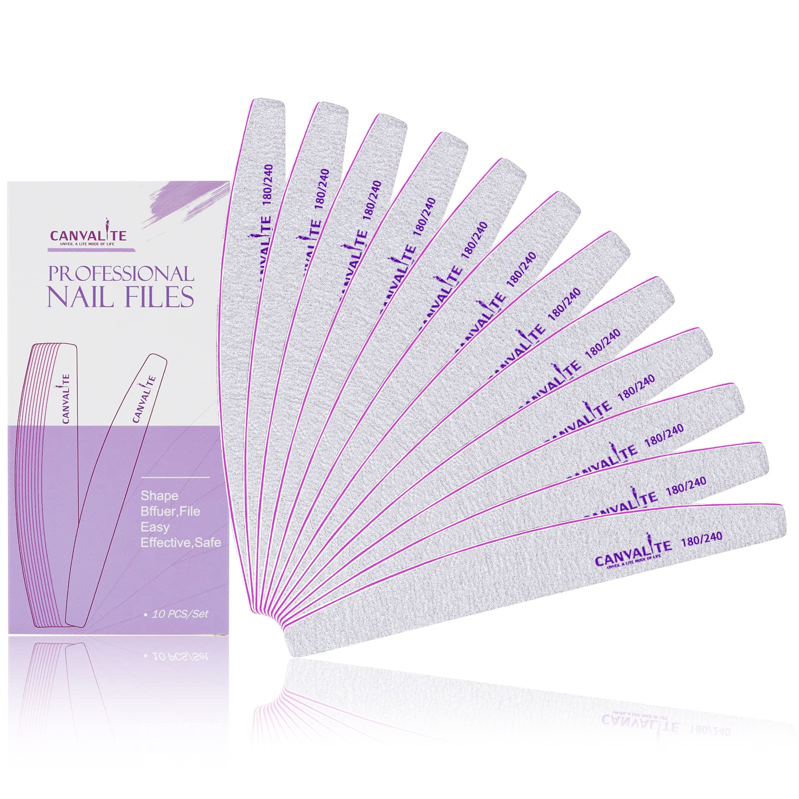 10 PCS Professional Nail Files Double Sided Emery Board(100/180 Grit) Nail Styling Tools Pet Grooming Tools for Home and Salon Use