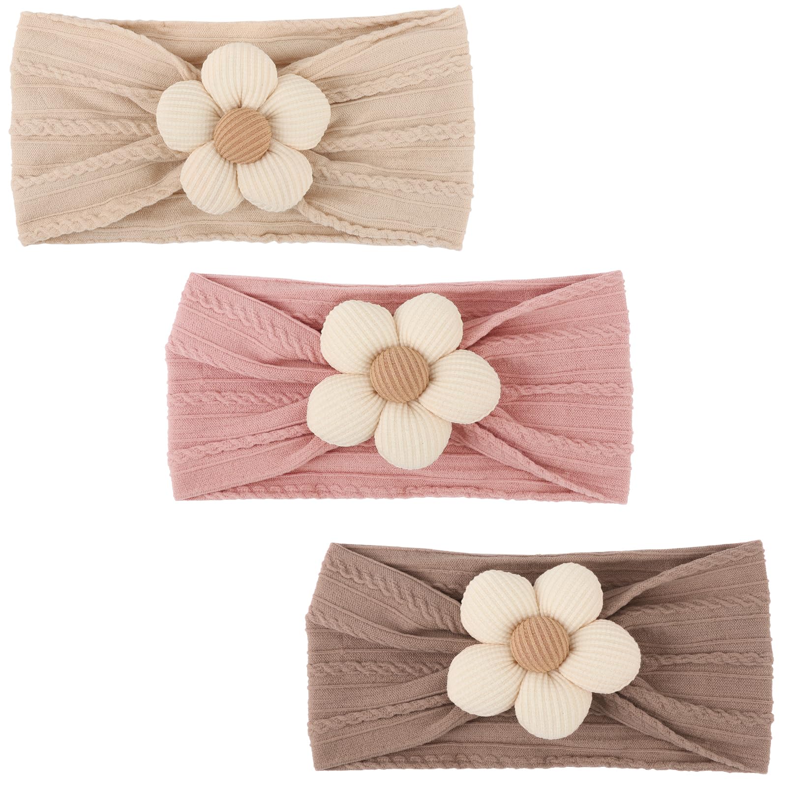 AQOKKA Baby Flower Headbands Nylon Baby Girl Headbands Newborn Hairbands Toddler Hair Accessories for Girls Infant Kids