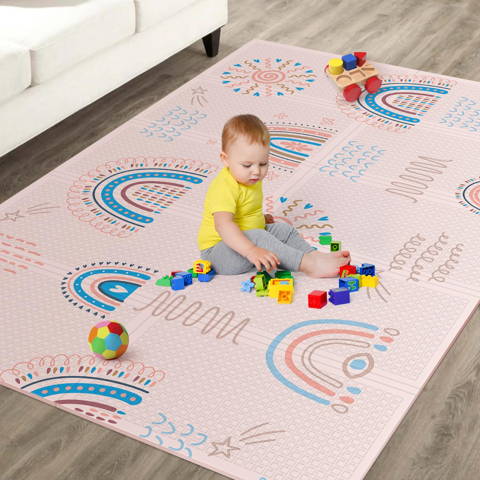 Baby Play Mat 150x180x1cm - Tummy Time Mat - XXL Large Size Baby Play Gym - Foldable Play Mat - Waterproof Foam Baby Play Mat Floor Mat For Kids Toddlers Children - Baby Mats For Floor Play