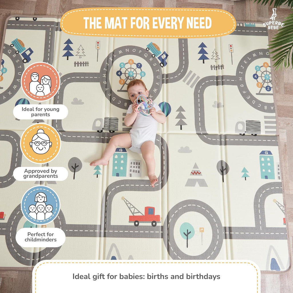 Baby Play Mat 150x180x1cm - Tummy Time Mat - XXL Large Size Baby Play Gym - Foldable Play Mat - Waterproof Foam Baby Play Mat Floor Mat For Kids Toddlers Children - Baby Mats For Floor Play