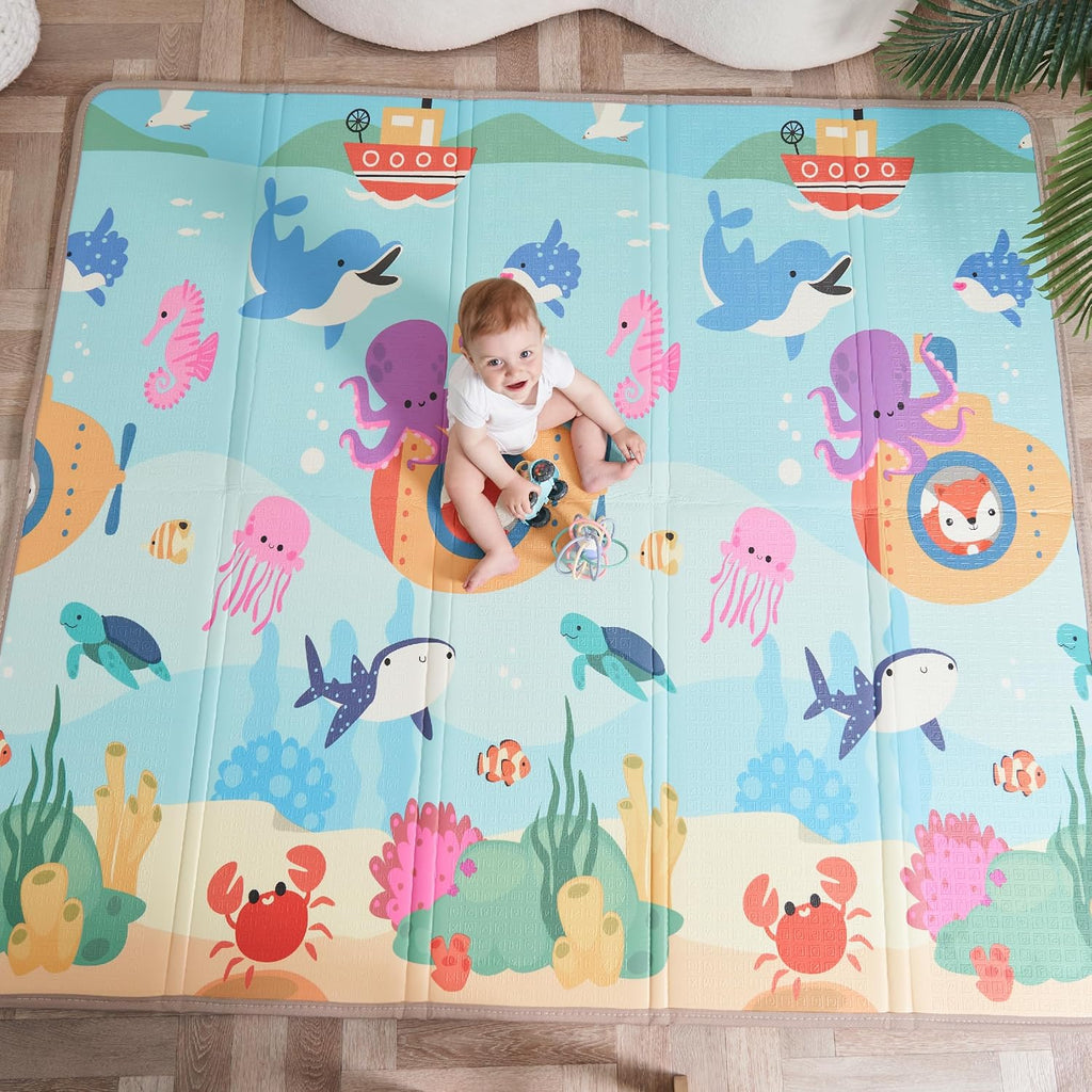 Baby Play Mat 150x180x1cm - Tummy Time Mat - XXL Large Size Baby Play Gym - Foldable Play Mat - Waterproof Foam Baby Play Mat Floor Mat For Kids Toddlers Children - Baby Mats For Floor Play