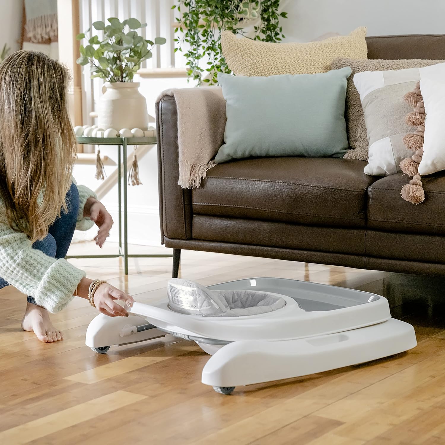 Ingenuity Spring & Sprout First Forest 3-in-1 Baby Activity Walker, Push-Behind Walker with 3 Removable Nature Inspired Toys, Adjustable Height, Foldable, Gender Neutral, 6 Months +, Multicolored