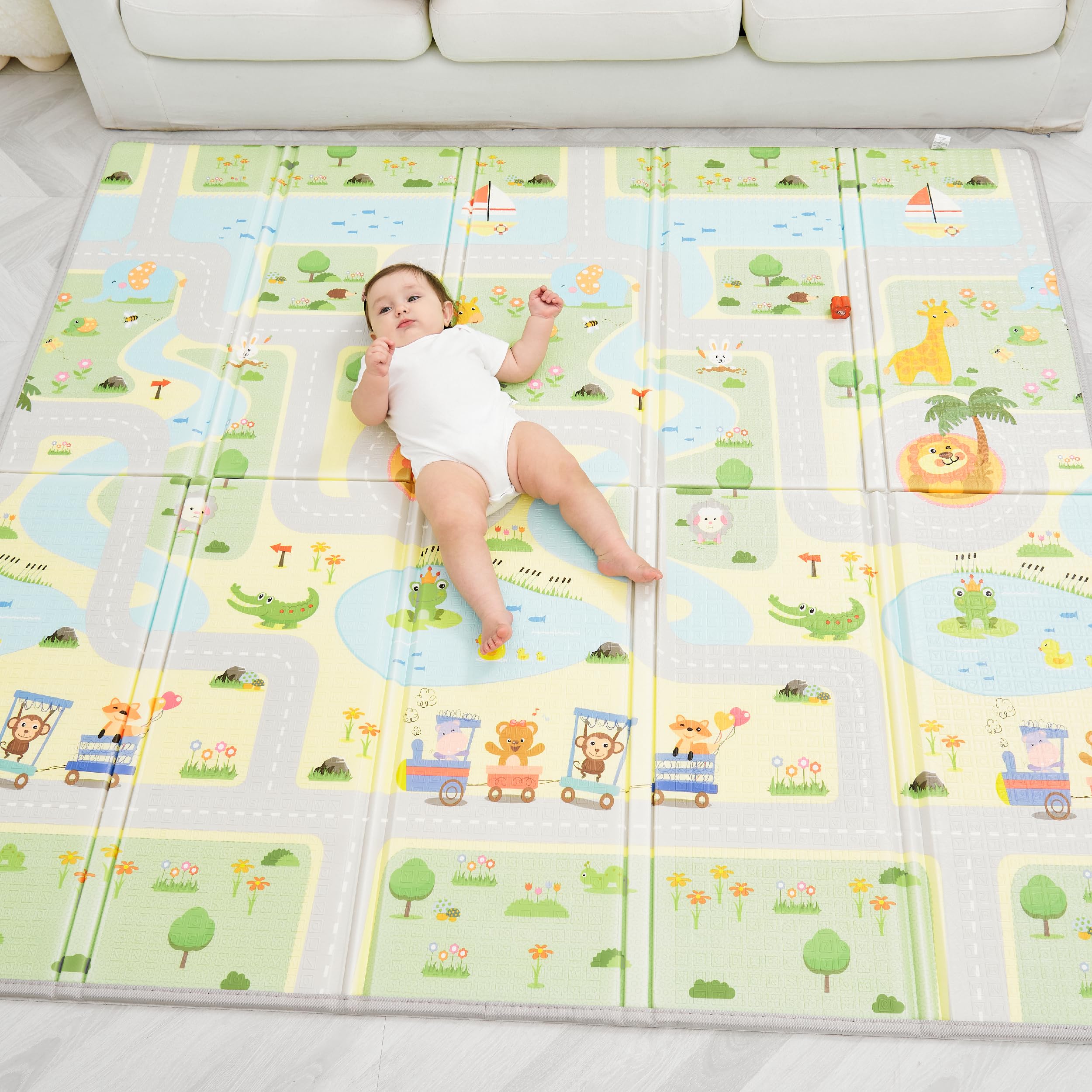 Baby Play Mat 150x180x1cm - Tummy Time Mat - XXL Large Size Baby Play Gym - Foldable Play Mat - Waterproof Foam Baby Play Mat Floor Mat For Kids Toddlers Children - Baby Mats For Floor Play