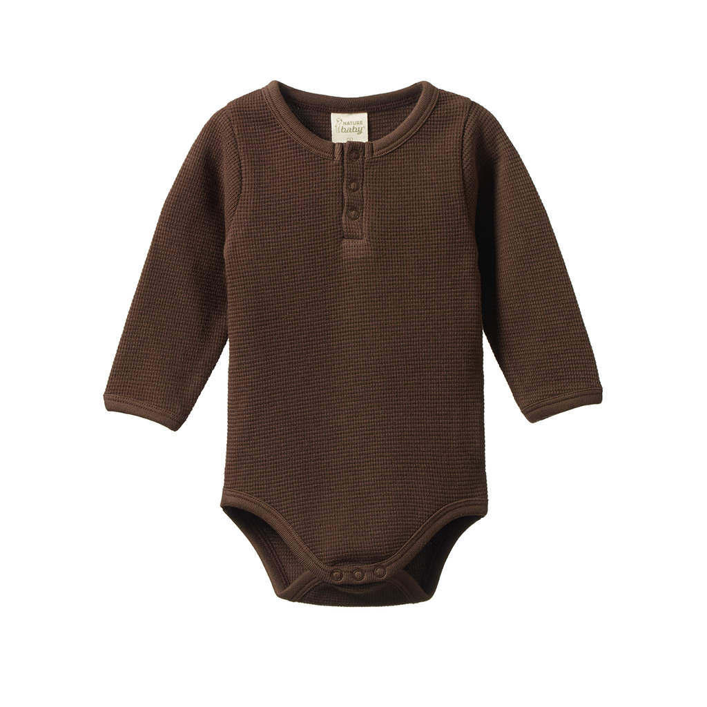 Waffle Henley Long Sleeve Bodysuit