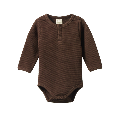 Waffle Henley Long Sleeve Bodysuit